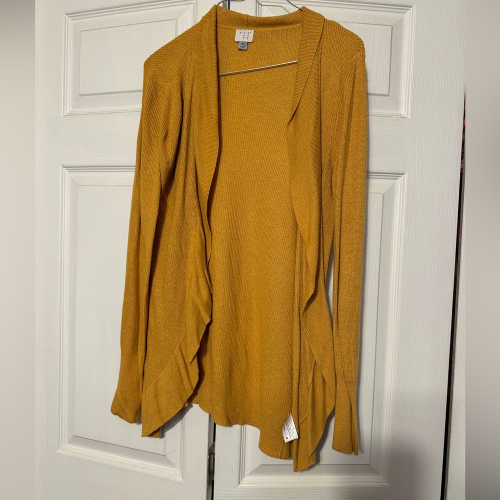 a new day Women's Yellow Open Front Cardigan